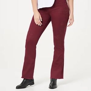 Laurie Felt Silky Embroidered Denim Bootcut Stretchy Jeans